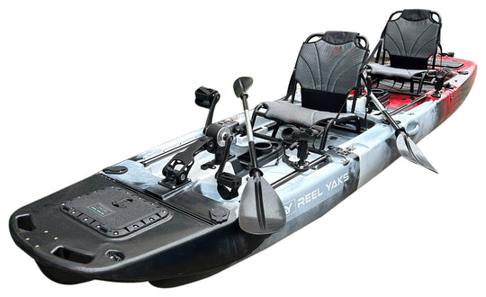 ReelYaks Raider Tandem & Solo Modular Propeller Drive Pedal Fishing Kayak 14ft | 530lbs Capacity | 3 Piece - Rugged Venture