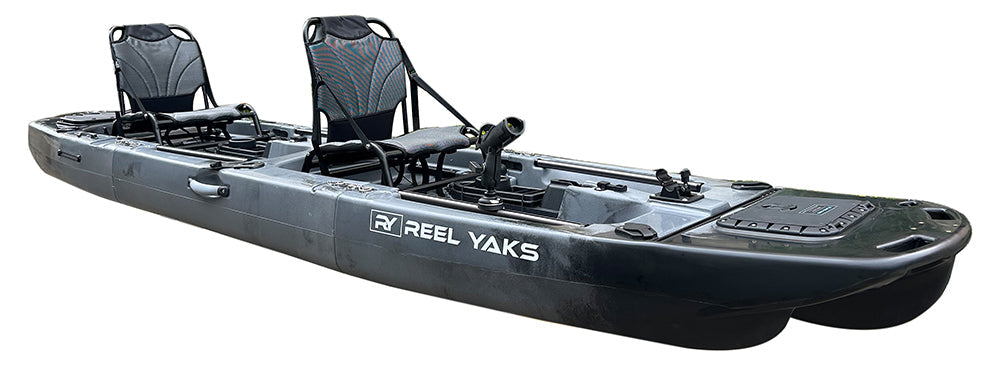 ReelYaks Raider Tandem & Solo Modular Propeller Drive Pedal Fishing Kayak 14ft | 530lbs Capacity | 3 Piece - Rugged Venture