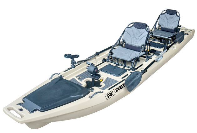 ReelYaks Rocket Propeller Drive Tandem & Solo Modular Fishing Kayak 13.8ft | Propeller Drive | 550lbs Capacity | 3 Piece - Rugged Venture