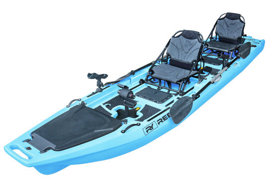 ReelYaks Rocket Propeller Drive Tandem & Solo Modular Fishing Kayak 13.8ft | Propeller Drive | 550lbs Capacity | 3 Piece - Rugged Venture