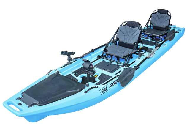 ReelYaks Rocket Propeller Drive Tandem & Solo Modular Fishing Kayak 13.8ft | Propeller Drive | 550lbs Capacity | 3 Piece - Rugged Venture
