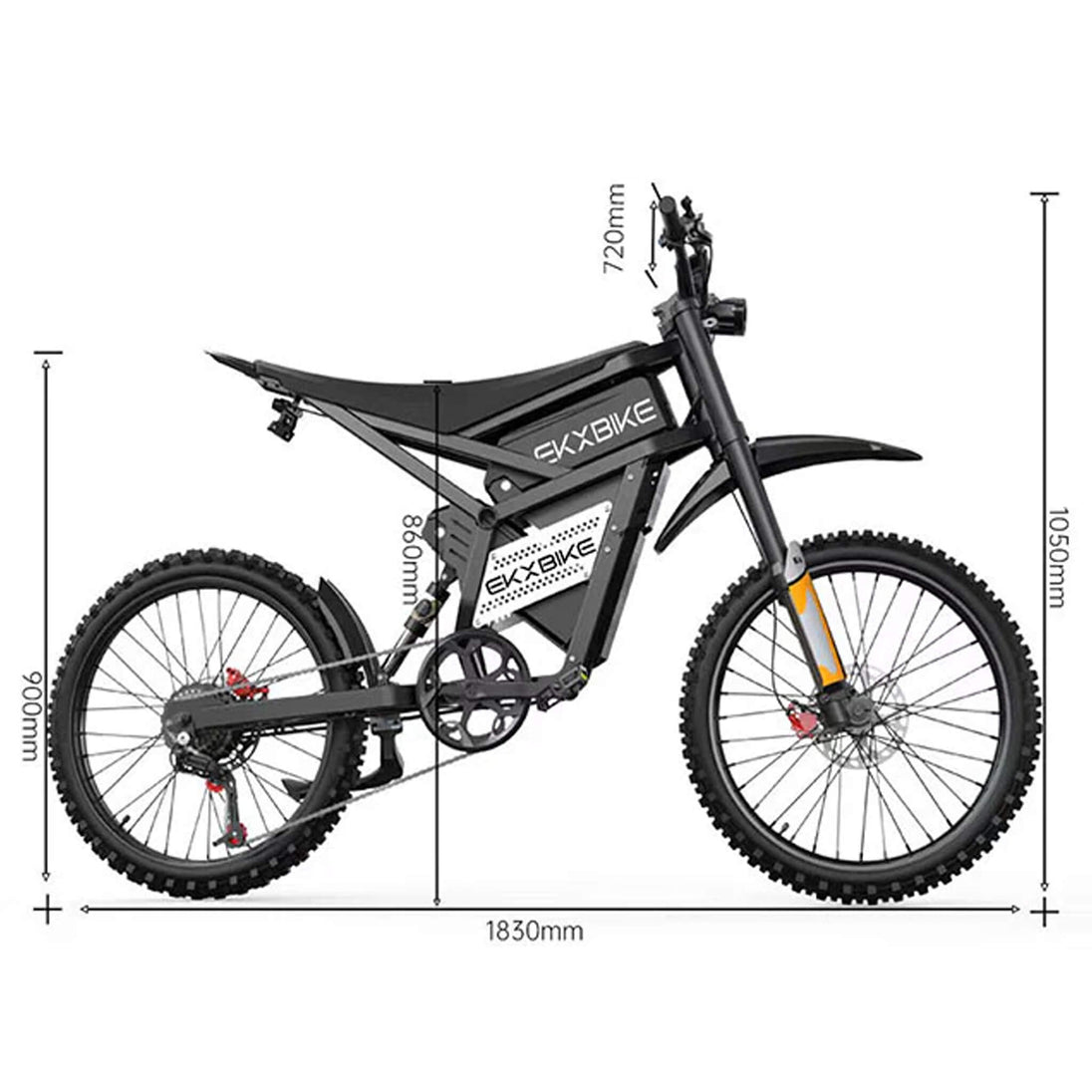 EKX E6 3000W 52V/40AH Premium Electric Carbon Steel Off-Road Mountain Dirt Bike (SAK18315) - Rugged Venture