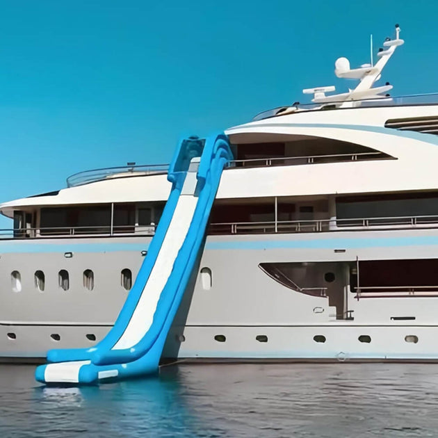 Extra Large Inflatable Private Dock Swimming Pool Yacht Water Slide With Safety Net And Electric Air Pump (SAK14286) - Rugged Venture