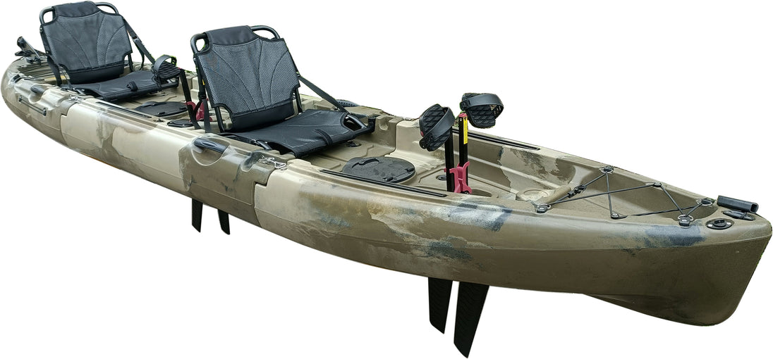 ReelYaks Raptor Tandem or Solo Modular Raptor Fin or Prop Drive Pedal Fishing Kayak 14ft | 520lbs Capacity | 3 Piece - Rugged Venture