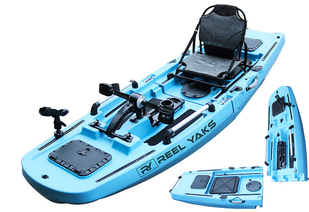 ReelYaks Rogue Modular Propeller Drive Pedal Fishing Kayak 9.8ft | 400lbs Capacity | 2 Piece - Rugged Venture