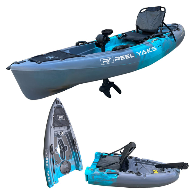 ReelYaks Raptor Modular Propeller Drive Pedal Fishing Kayak 9.5ft | 380lbs Capacity | 2 Piece - Rugged Venture