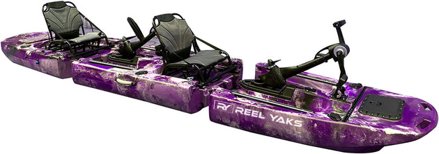 ReelYaks Raider Tandem & Solo Modular Propeller Drive Pedal Fishing Kayak 14ft | 530lbs Capacity | 3 Piece - Rugged Venture