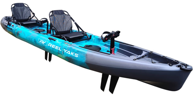 ReelYaks Raptor Tandem or Solo Modular Raptor Fin or Prop Drive Pedal Fishing Kayak 14ft | 520lbs Capacity | 3 Piece - Rugged Venture