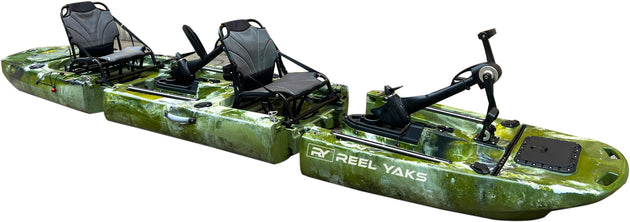 ReelYaks Raider Tandem & Solo Modular Propeller Drive Pedal Fishing Kayak 14ft | 530lbs Capacity | 3 Piece - Rugged Venture