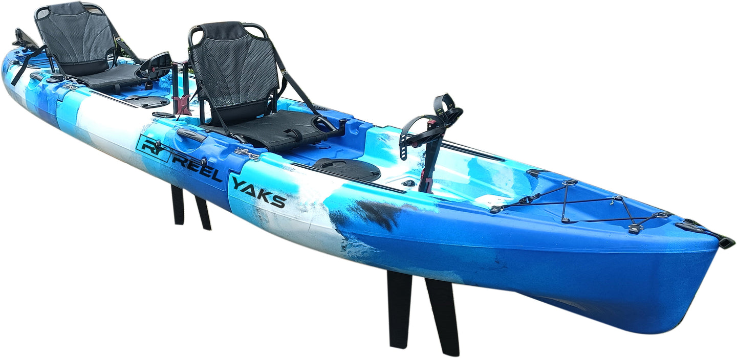 ReelYaks Raptor Tandem or Solo Modular Raptor Fin or Prop Drive Pedal Fishing Kayak 14ft | 520lbs Capacity | 3 Piece - Rugged Venture