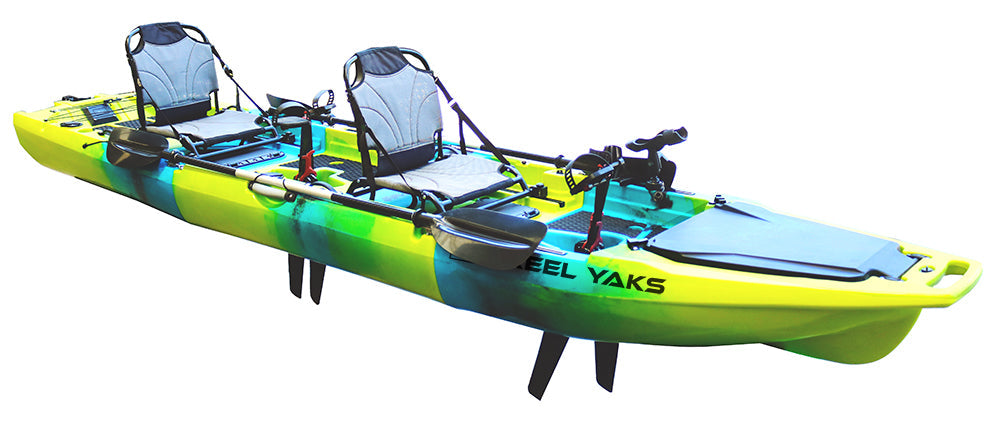 ReelYaks Rocket Fin Drive Tandem & Solo Modular Fishing Kayak 13.8ft | Fin Drive | 550lbs Capacity | 3 Piece - Rugged Venture
