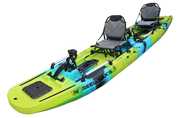 ReelYaks Rogue Tandem or Solo Modular Propeller Drive Pedal Fishing Kayak 14.3ft | 550lbs Capacity | 3 Piece - Rugged Venture